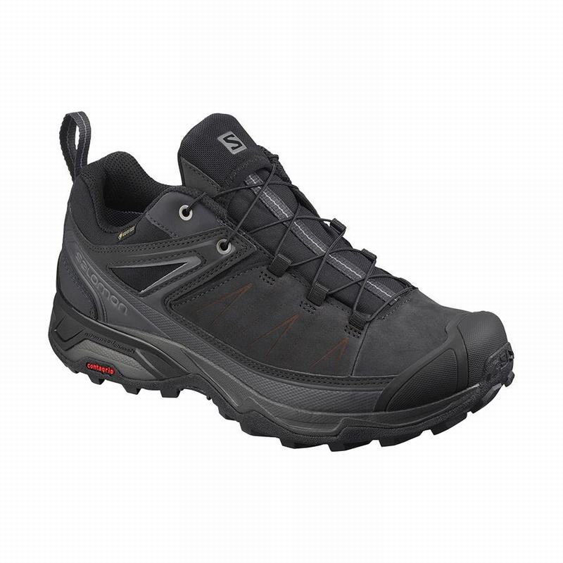 SALOMON X ULTRA 3 LEATHER GORE-TEX Philippines - Men's Hiking Shoes - Black | 594187-SHJ